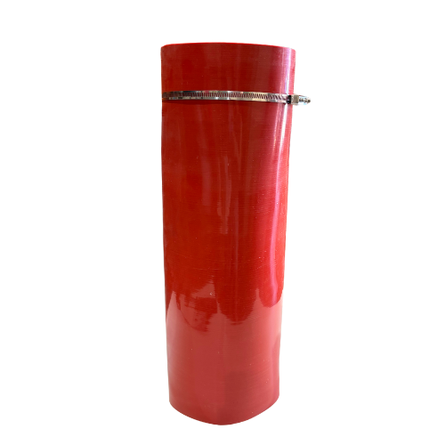 Silicone tubing with connector clamp to secure to separator out spouts