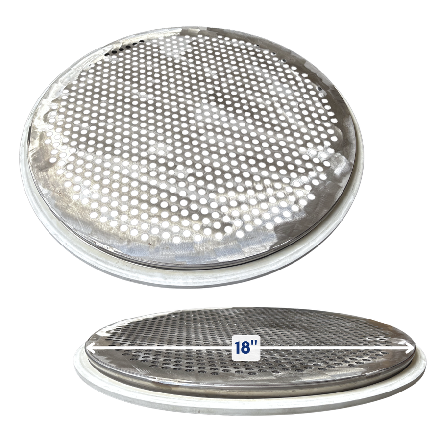 18" diameter Perforated Plate Screen with screen ring and gasket
