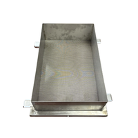 Rectangular basket frame with 4 fixed mounting tabs that hook over the tote’s rim, holding the frame suspended inside the tote while material is poured in.