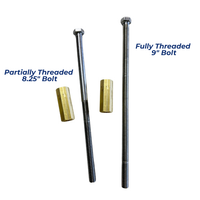 Our 8.25" partially threaded bolt reduces warping with a thicker unthreaded shank and provides extra length for easier nut engagement. Our 9" fully threaded bolt offers uniform threading for flexible use.