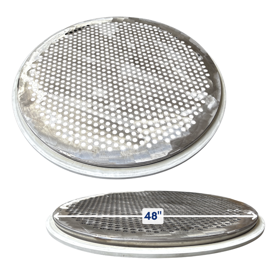 48" diameter Perforated Plate Screen with screen ring and gasket