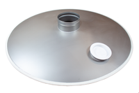 A stainless steel domed cover assembly with a central dome and two small inspection ports.