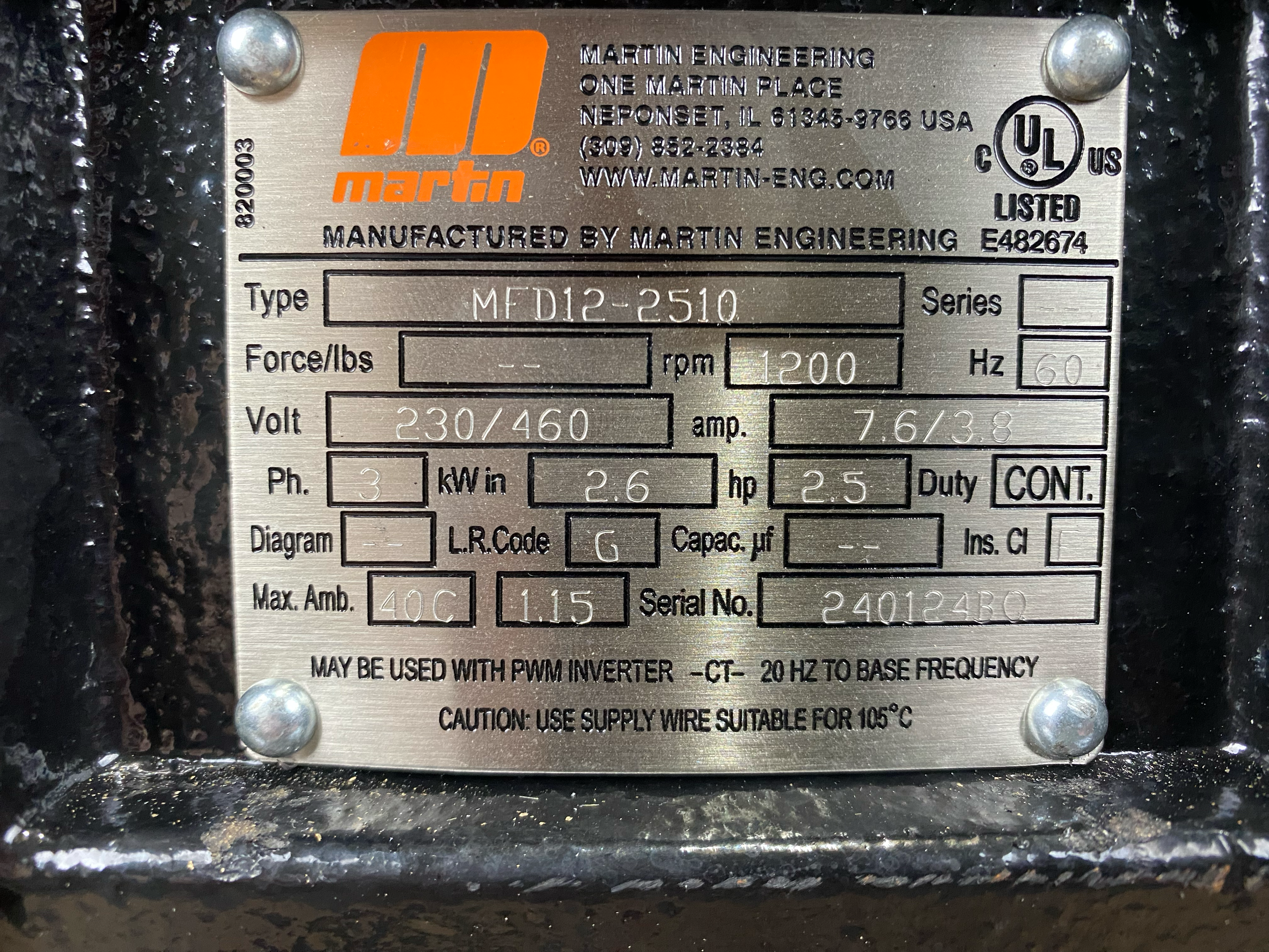 2.5 HP 1140 RPM Motor 213T Frame
