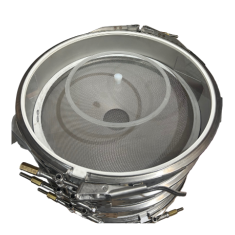 A removable acrylic cover will ensure efficient and visible operation of your round vibratory screener
