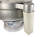 Rubber coated nylon tubing attached to out-spout of a vibratory separator to transfer material