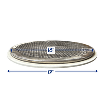 Diagram showing 18-inch perforated plate screen frame showing 16-inch and 17-inch tolerances for drop-in fit to OEM screener housings