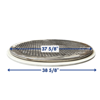 Diagram of 40-inch perforated plate screen frame showing 37 5/8-inch and 38 5/8-inch tolerances for drop-in fit to OEM screener housings