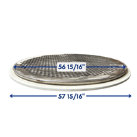 Diagram of 60-inch perforated plate screen frame showing 56 15/16-inch and 57 15/16-inch tolerances for drop-in fit to OEM screener housings