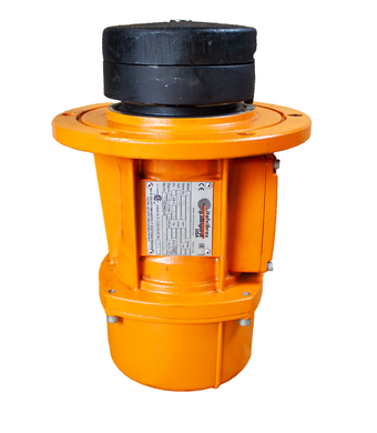 photo of Ital Vibras 1/3 HP vibratory motor standing up-right with the counterweights in view