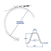 Technical drawing with details on measurements and fit of the quick-release clamp ring