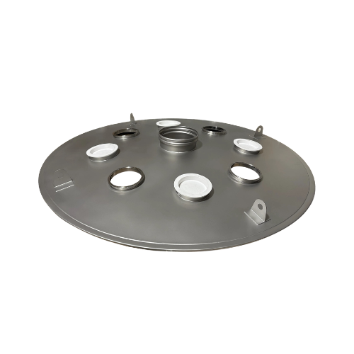 Round cover built in 304 stainless with a bead-blast finish for a clean surface that wipes down easily.