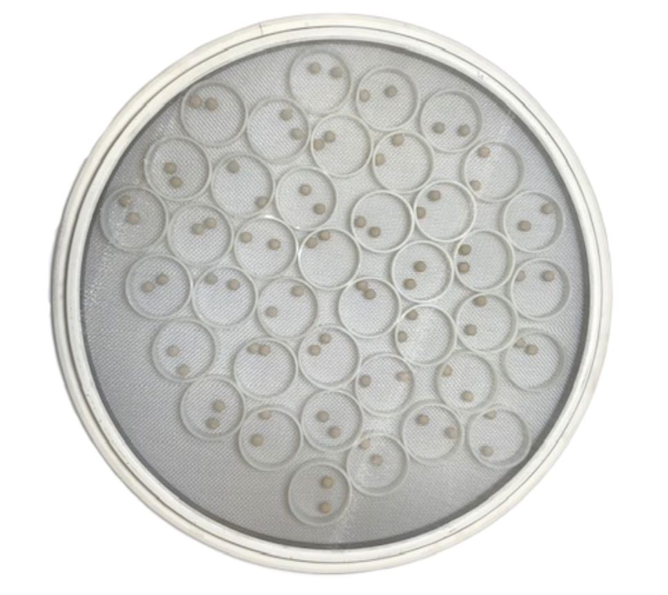 30-inch self-cleaning sandwich screen deblinds material as the sliders and balls move in a dislodging vibration